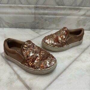 Size 11 Toddler Girls Sequin Rose Gold Sneaker Gym Shoes